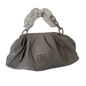 Badgley Mischka Gray Vegan Leather Wrapped Frame Clutch